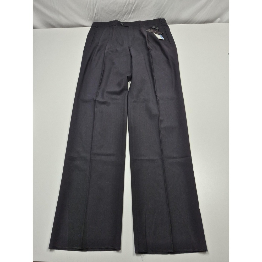 Carlo Mandrone Dress Pants Mens 38x36 Gray Microfiber Pleated Straight NWT
